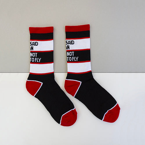 "Who said man was not meant to fly" Socks